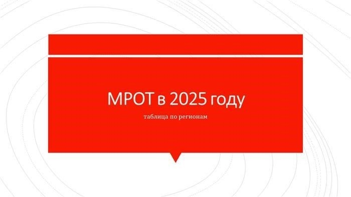 МРОТ в 2025 году таблица по регионам