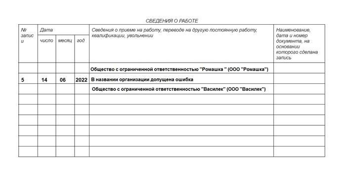 Какое наказание ждет за ошибку в трудовой книжке