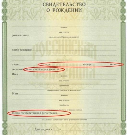 Основные сведения о деталях свидетельства о рождении